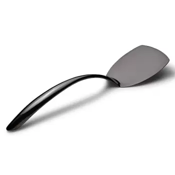 Bon Chef Solid EZ Use Banquet Stainless Steel Serving Turner - 14-3/4" Black Mirror Finish