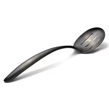 Bon Chef Slotted EZ Use Banquet Stainless Steel Serving Spoon - 13-1/2" Pvd Coated Black