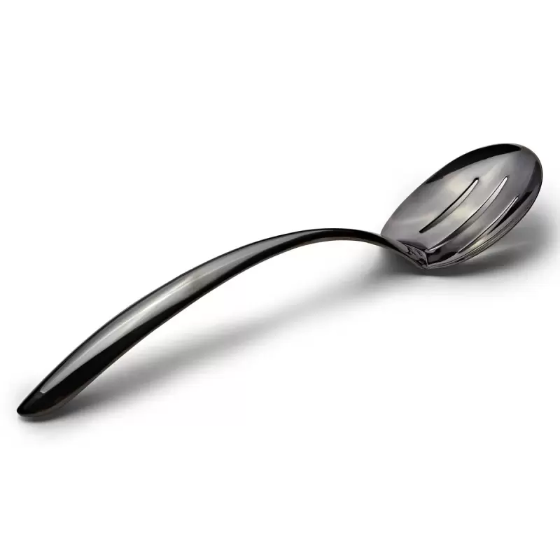 Bon Chef Slotted EZ Use Banquet Stainless Steel Serving Spoon - 13-1/2" Pvd Coated Black