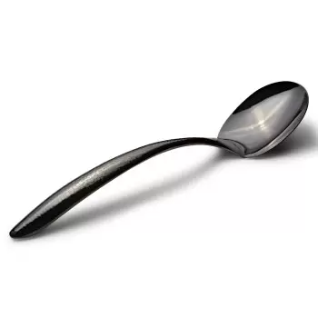 Bon Chef EZ Use Banquet Stainless Steel Serving Spoon 2 Oz. - 13-1/2" Black Hammered Finish