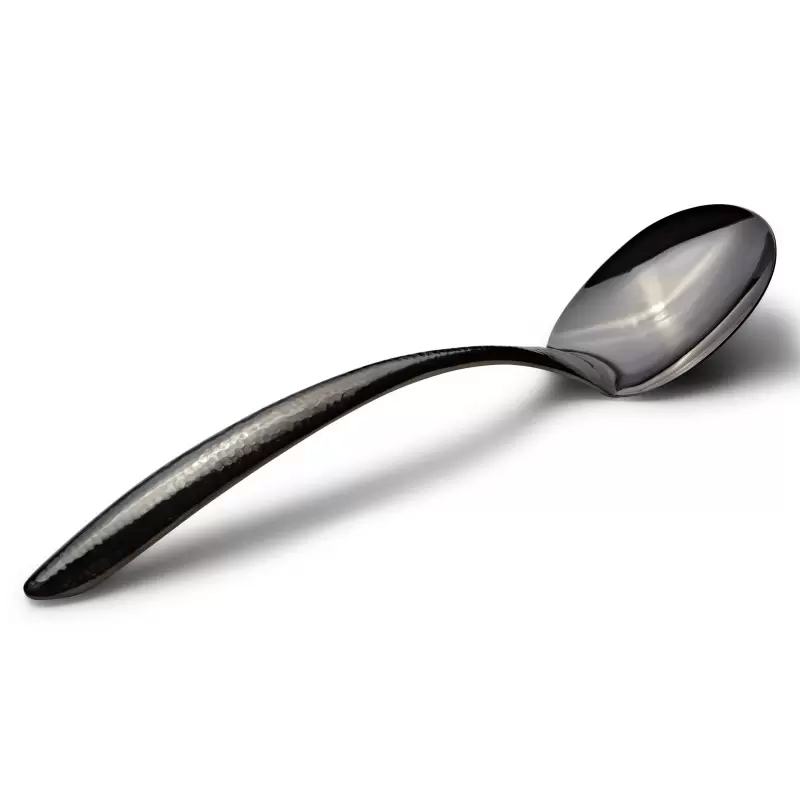 Bon Chef EZ Use Banquet Stainless Steel Serving Spoon 2 Oz. - 13-1/2" Black Hammered Finish