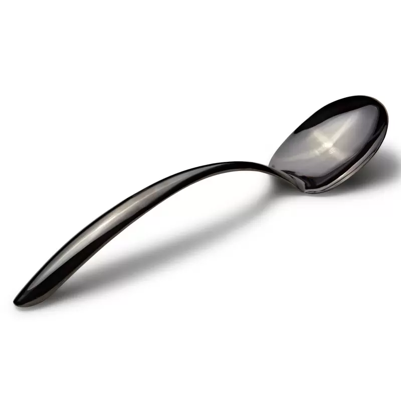 Bon Chef EZ Use Banquet Stainless Steel Serving Spoon 2 Oz. - 13-1/2" Black Mirror Finish