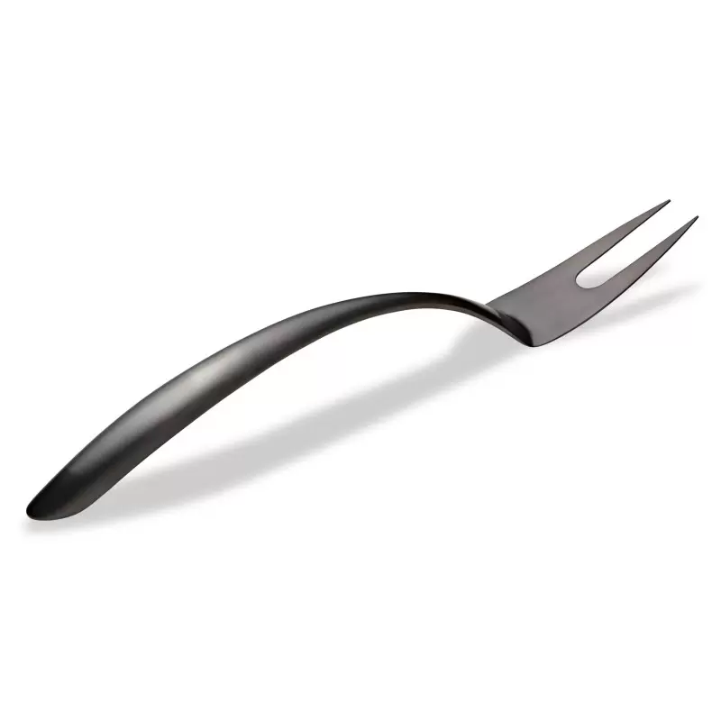 Bon Chef EZ Use Banquet Stainless Steel Serving Fork 14" - Hollow Cool Handle Black Matte Finish