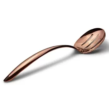 Bon Chef Slotted EZ Use Banquet Stainless Steel Serving Spoon - 13-1/2" Rose Gold Mirror Finish