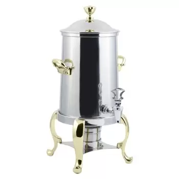 Bon Chef Coffee Urn/Server 5-1/2 Gallon - Non-Insulated - Stainless Steel Exterior Construction With Brass Trim