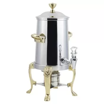 Bon Chef Coffee Urn/Server 5-1/2 Gallon - Non-Insulated - Stainless Steel Exterior Construction With Brass Trim