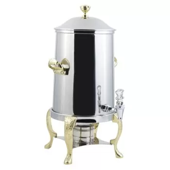 Bon Chef Coffee Urn/Server 5-1/2 Gallon - Non-Insulated - Stainless Steel Exterior Construction With Brass Trim