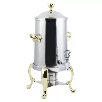 Bon Chef Coffee Urn/Server 3-1/2 Gallon - Non-Insulated - Stainless Steel Exterior Construction With Brass Trim