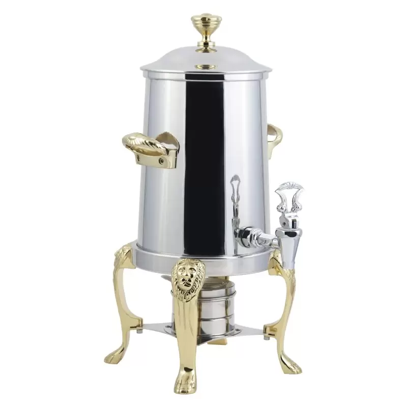 Bon Chef Coffee Urn/Server 3-1/2 Gallon - Non-Insulated - Stainless Steel Exterior Construction With Brass Trim