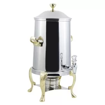 Bon Chef Coffee Urn/Server 3-1/2 Gallon - Non-Insulated - Stainless Steel Exterior Construction With Brass Trim