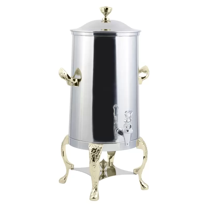 Bon Chef Coffee Urn/Server 3 Gallon - Insulated - Stainless Steel Exterior Construction With Brass Trim