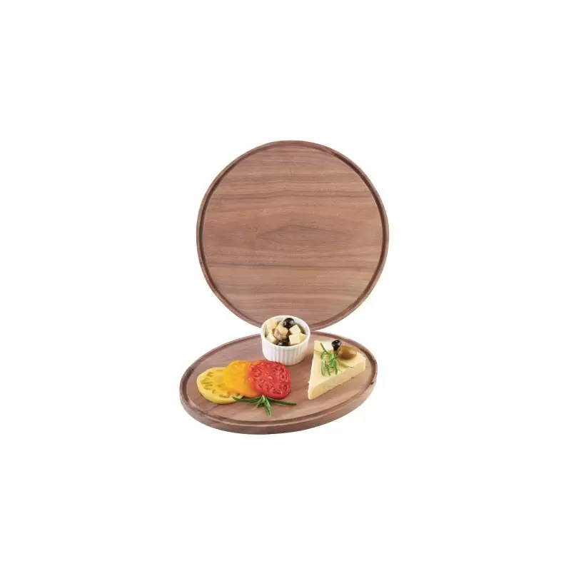 Cal-Mil Round Walnut Serving Board - 12" x 3/4"