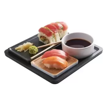 Cal-Mil Finn Black Square Modular Melamine Tray 9" x 9"