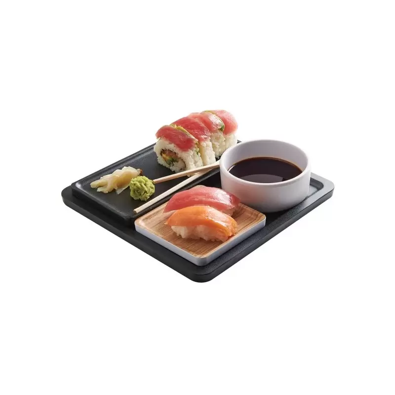 Cal-Mil Finn Black Square Modular Melamine Tray 9" x 9"