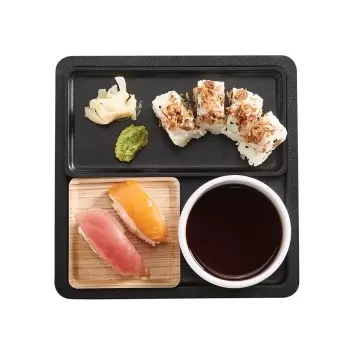 Cal-Mil Finn Black Square Modular Melamine Tray 9" x 9"