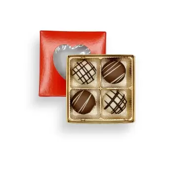 Red Heart Classic Chocolate Bonbons Candy Window Boxes with Inserts - 3 Oz - 3.5'' x 3.5'' x 1.125''- Pack of 50 pcs