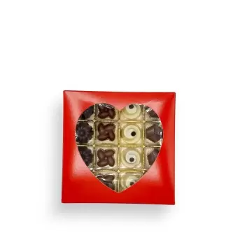 Red Heart Classic Chocolate Bonbons Candy Window Boxes with Inserts - 8 Oz - 5.75'' x 5.75'' x 1.125''- Pack of 50 pcs