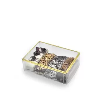 Elegant Gold Trim Classic Clear Transparent Chocolate Truffles Boxes 5" x 3 1/2" x 1 1/2'' - Pack of 144 pcs