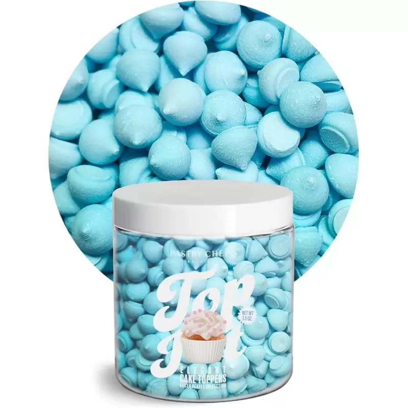 Elegant Mini Meringue Ice Cream and Cake Topping Decorating Collection 3.5oz - Crystal Blue