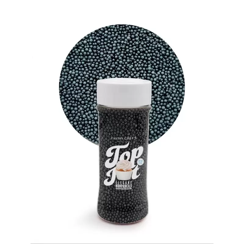 Elegant Nonpareils Sugar Pearl Sprinkles Topping Decoration 3.5oz - Black Pearl