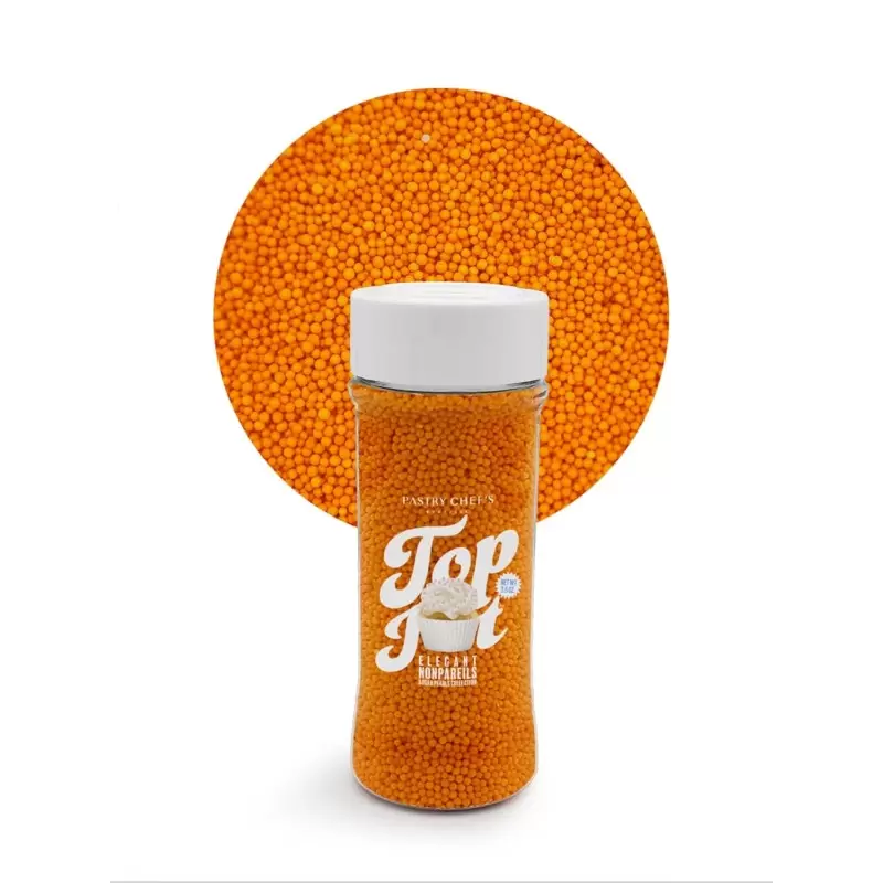 Elegant Nonpareils Sugar Pearl Sprinkles Topping Decoration 3.5oz - Golden Orange