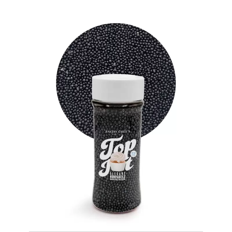 Elegant Nonpareils Sugar Pearl Sprinkles Topping Decoration 3.5oz - Midnight Black