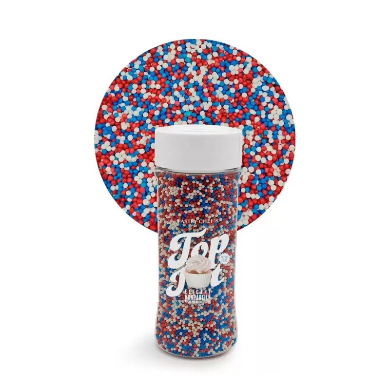 Celebration Mix Nonpareils Sugar Pearl Sprinkles Topping Decoration 3.5oz - Patriotic Pride