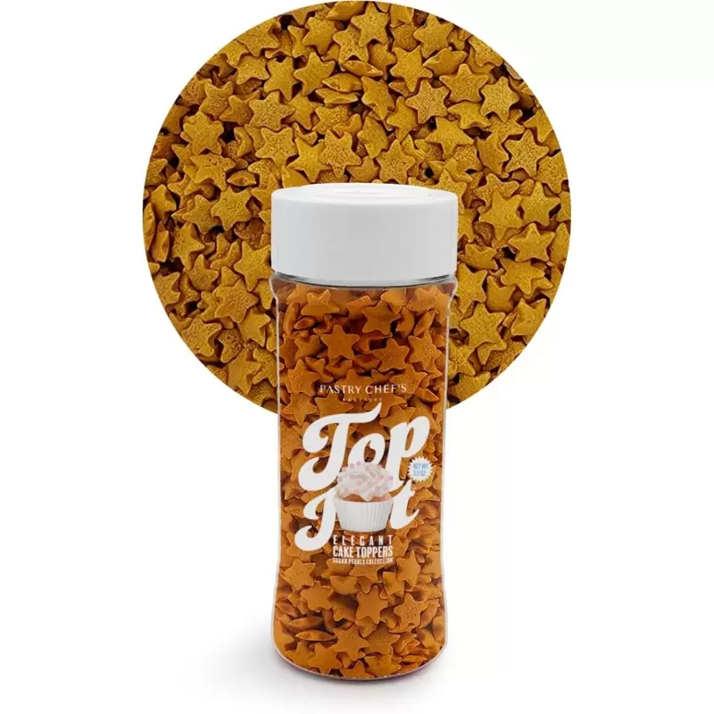 Elegant Star Shaped Sprinkles Topping Decoration 3.5oz - Golden Twinkle