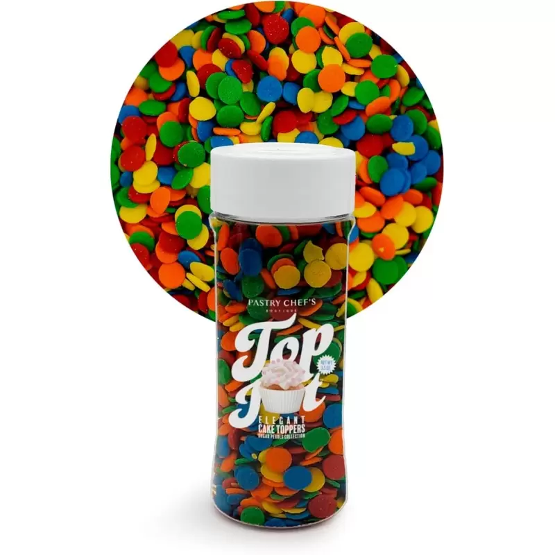 Elegant Round Shaped Sprinkles Topping Decoration 3.5oz - Rainbow Confetti