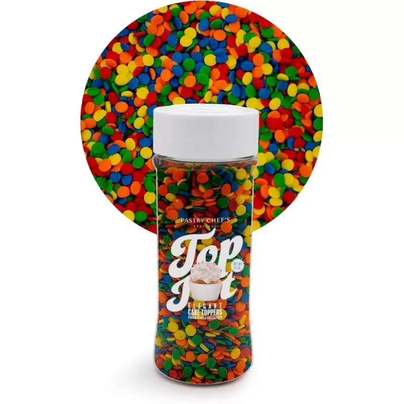 Elegant Round Shaped Sprinkles Topping Decoration 3.5oz - Rainbow Sequins