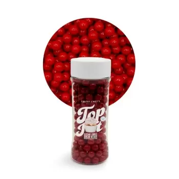 Elegant Edible Sugar Beads Topping Decoration 3.5oz - Berry Red