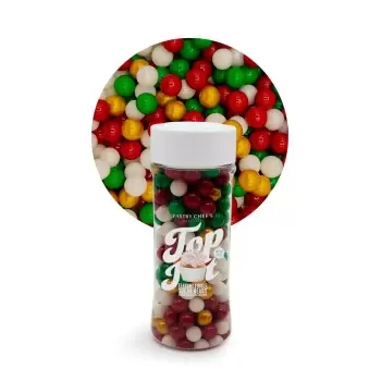 Elegant Edible Sugar Beads Topping Decoration 3.5oz - Christmas Mix