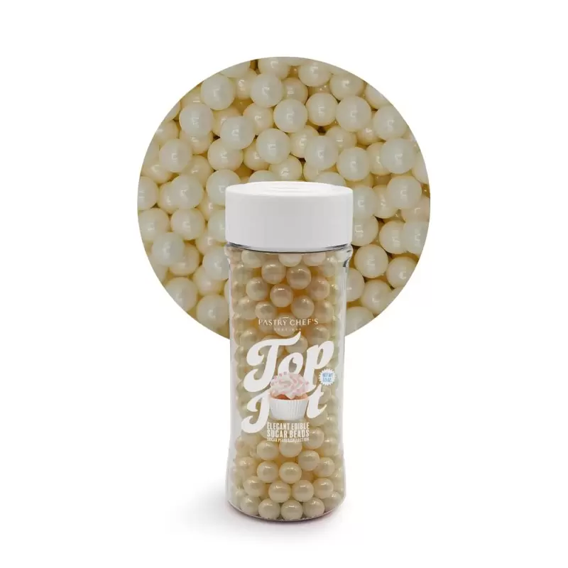 Elegant Edible Sugar Beads Topping Decoration 3.5oz - Ivory Pearl