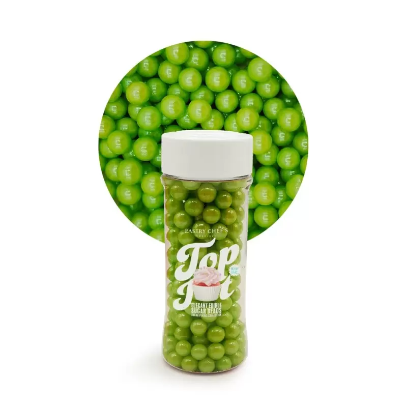 Elegant Edible Sugar Beads Topping Decoration 3.5oz - Lime Luster