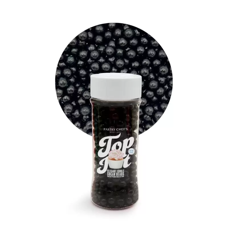 Elegant Edible Sugar Beads Topping Decoration 3.5oz - Midnight Black