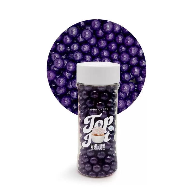 Elegant Edible Sugar Beads Topping Decoration 3.5oz - Purple Pearl