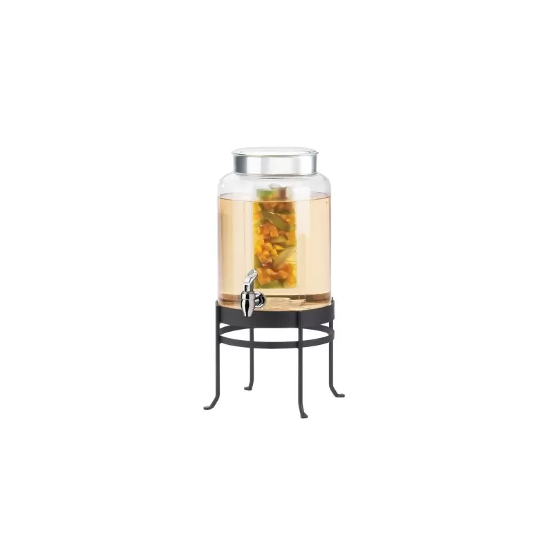 Cal-Mil Soho 2 Gallon Black Glass Beverage Dispenser With Infusion Chamber