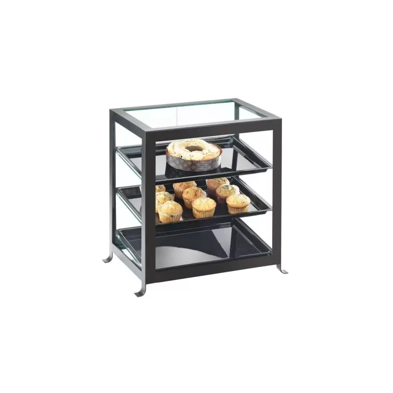 Cal-Mil Soho Three Tier Black Display Case With Rear Doors - 21 1/4" x 15 3/4" x 20 3/4"