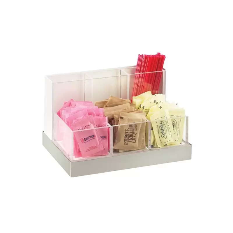 Cal-Mil Luxe Multi - Bin Condiment And Stir Stick Organizer With Stainless Steel Base