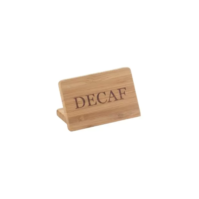 Cal-Mil 3" x 2" Bamboo "Decaf" Beverage Sign