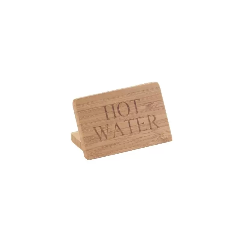 Cal-Mil 3" x 2" Bamboo "Hot Water" Beverage Sign