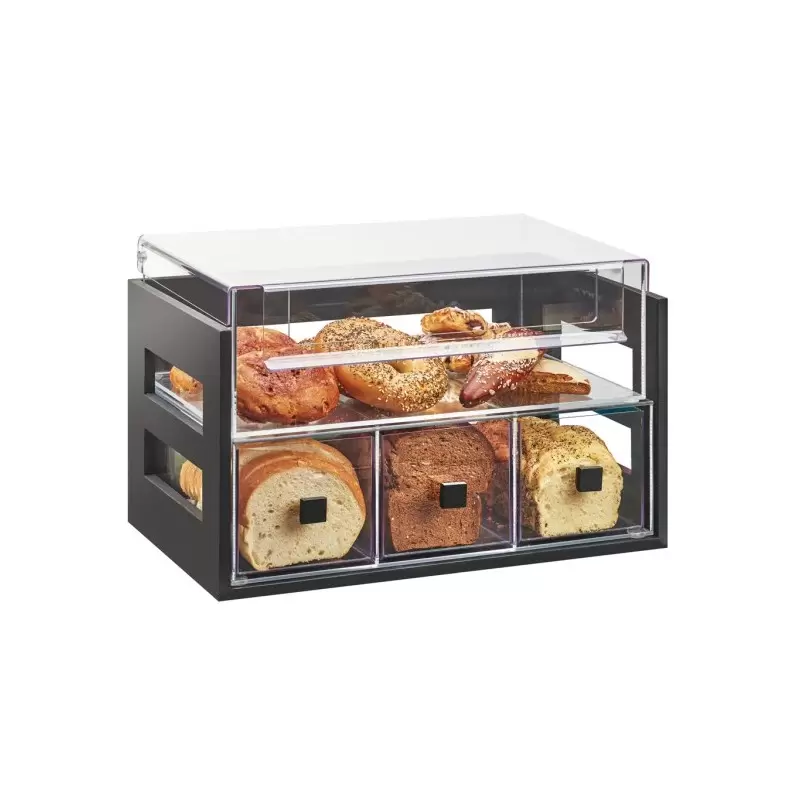 Cal-Mil Midnight Bamboo 2 Tier Bread Display Case - 20 1/8" x 12 3/4" x 13 1/8"