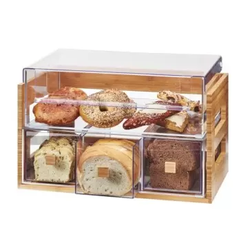 Cal-Mil Bamboo 2 Tier Bread Display Case - 20 1/8" x 12 3/4" x 13 1/8"