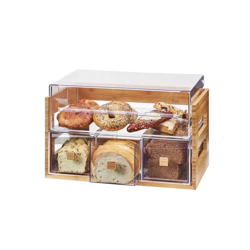 Cal-Mil Bamboo 2 Tier Bread Display Case - 20 1/8" x 12 3/4" x 13 1/8"