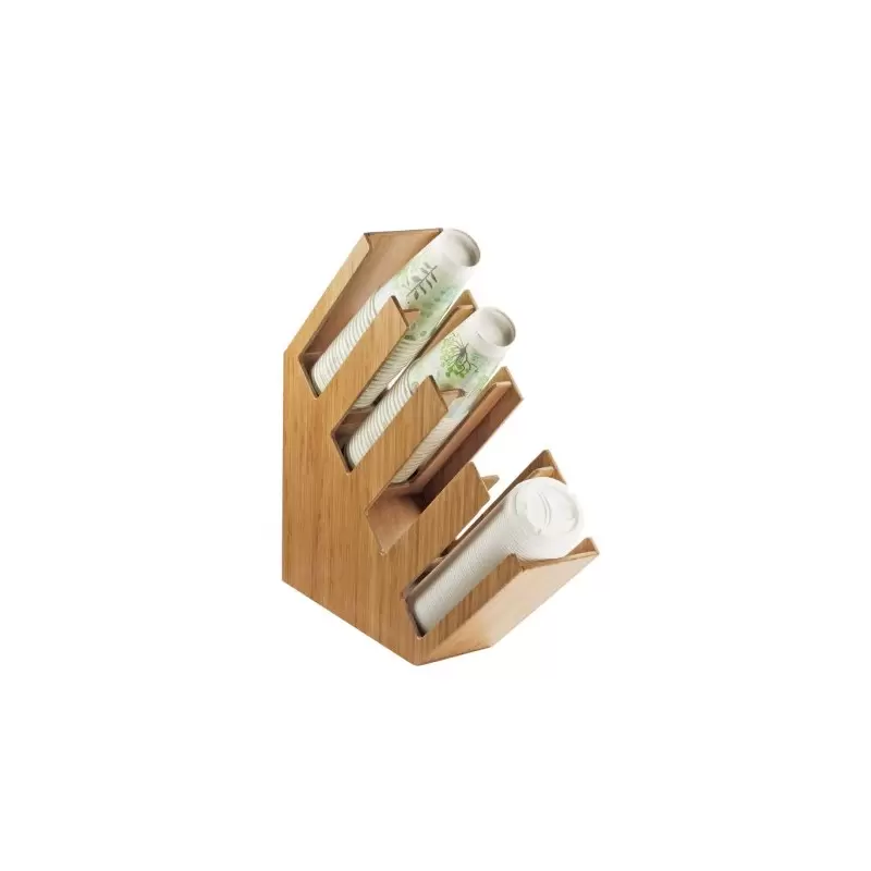 Cal-Mil Bamboo 4-Section Slanted Countertop Cup and Lid Organizer