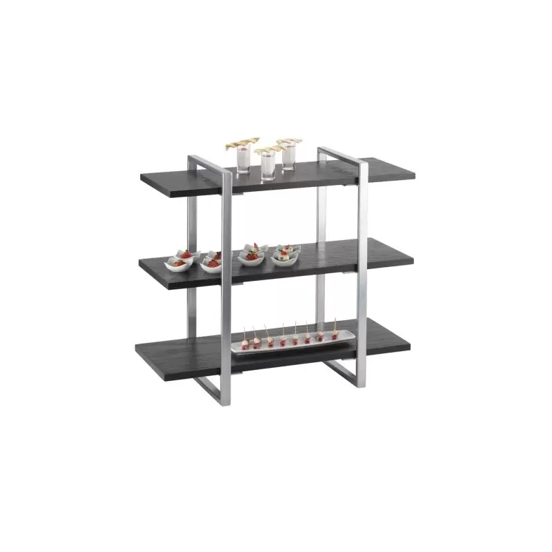 Cal-Mil Midnight Bamboo 3 - Shelf Metal Frame Riser Display With Silver Frame