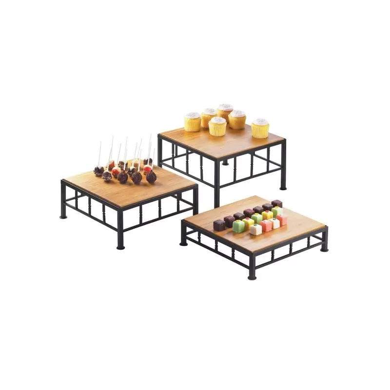 Cal-Mil Iron Square Riser Display With Bamboo Top - 12" x 5"