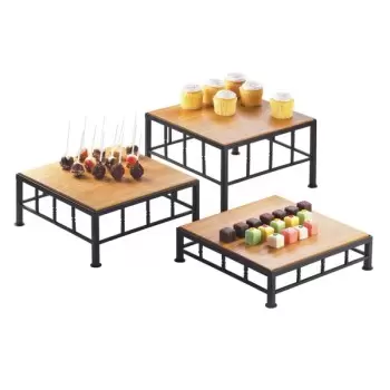 Cal-Mil Iron Square Riser Display With Bamboo Top - 12" x 7"