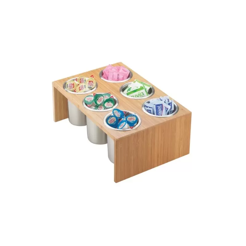 Cal-Mil Bamboo 6 - Cylinder Horizontal Flatware / Condiment Display