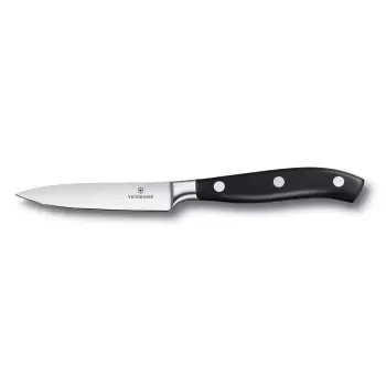 Victorinox Grand Maitre Black Paring Knife, Forged, 4" Straight, Spear Point Blade Black